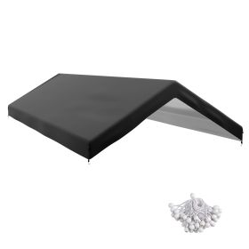 10 x 20ft Carport Replacement Canopy, UV Resistant, with Ball Bungee Cords, Dark Gray