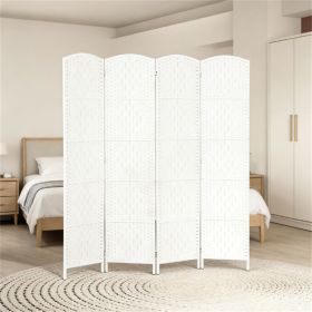 Room divider, folding privacy screen, bedroom partition wall, screen, white (Four panels)