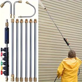 120 Inch Pressure Washer Extension Wand, 4000 PSI Heavy Duty Stainless Steel Power Washer Lance with 1/4" Quick Connect Tips for Driveway