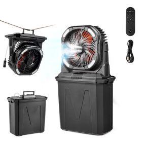 Misting Fan, More than 2700RPM Motor Mister Fan, Mister Cooling Fans with 2.38 gal Water Tank, 10000mAh Battery, 4-Speed Wind & 5 Lighting Modes