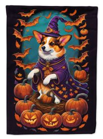 Corgi Witchy Halloween House Flag Large Porch Sleeve Pole Decorative Outside Yard Banner Artwork Wall Hanging, Polyester, House Size, Multicolor