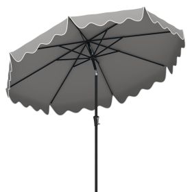 9 Feet Patio Umbrella with Crank Handle and Push Button Tilt (Color: Gray)