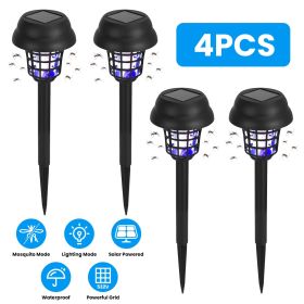4 Pack Solar Powered Mosquito Zapper Outdoor Insect Killer Torch Waterproof Bug Zapper with UV Light White Light for Yard Garden Farm Patio (Color: Black)