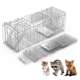 31x12x11' Heavy Duty Folding Live Animal Trap Cage With Waterproof Cover Humane Easy To Catch And Release Trap For Stray Cats Raccoons Squirrel S (size: Standard)