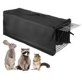 31x12x11' Heavy Duty Folding Live Animal Trap Cage With Waterproof Cover Humane Easy To Catch And Release Trap For Stray Cats Raccoons Squirrel S (size: WCover)