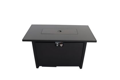 25" H x 42" W Steel Outdoor Fire Pit Table with Lid (Color: as Pic)