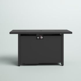 25" H x 42" W Steel Outdoor Fire Pit Table with Lid (Color: Gray)