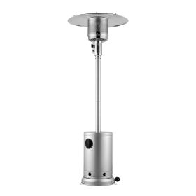 Patio Heater for Outdoor Use, 50000BTU Propane Heater Tall Hammered With Round Table Design, Metal Burner and Wheels (Product Type: Umbrella Shape, Color: Silver)